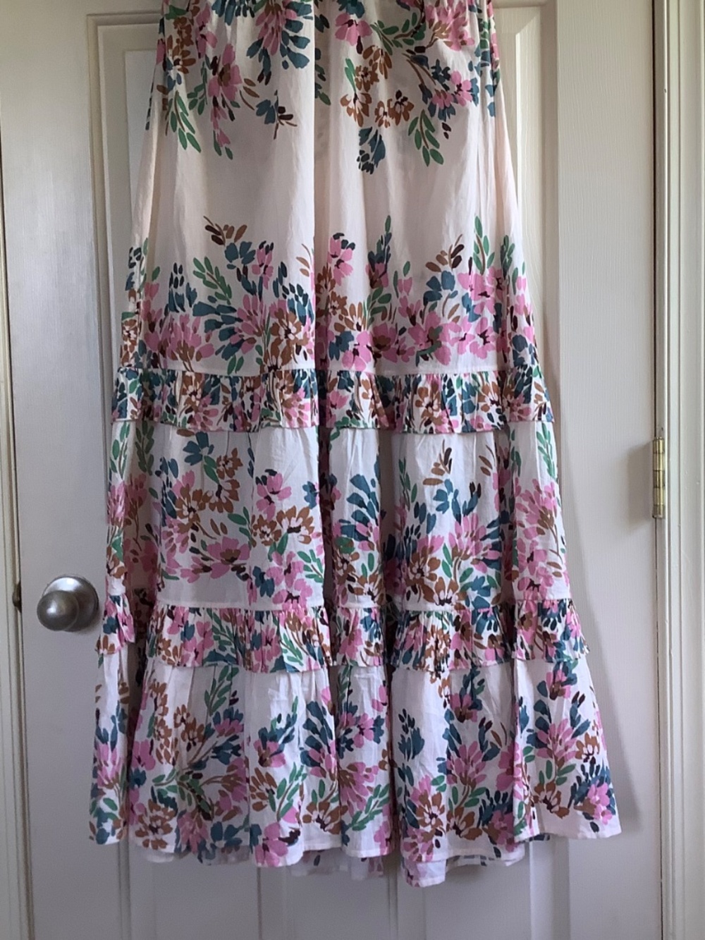 Figue June Floral Cotton Halterneck Maxi Dress Confetti Floral Beige SZ XL - Picture 6 of 16
